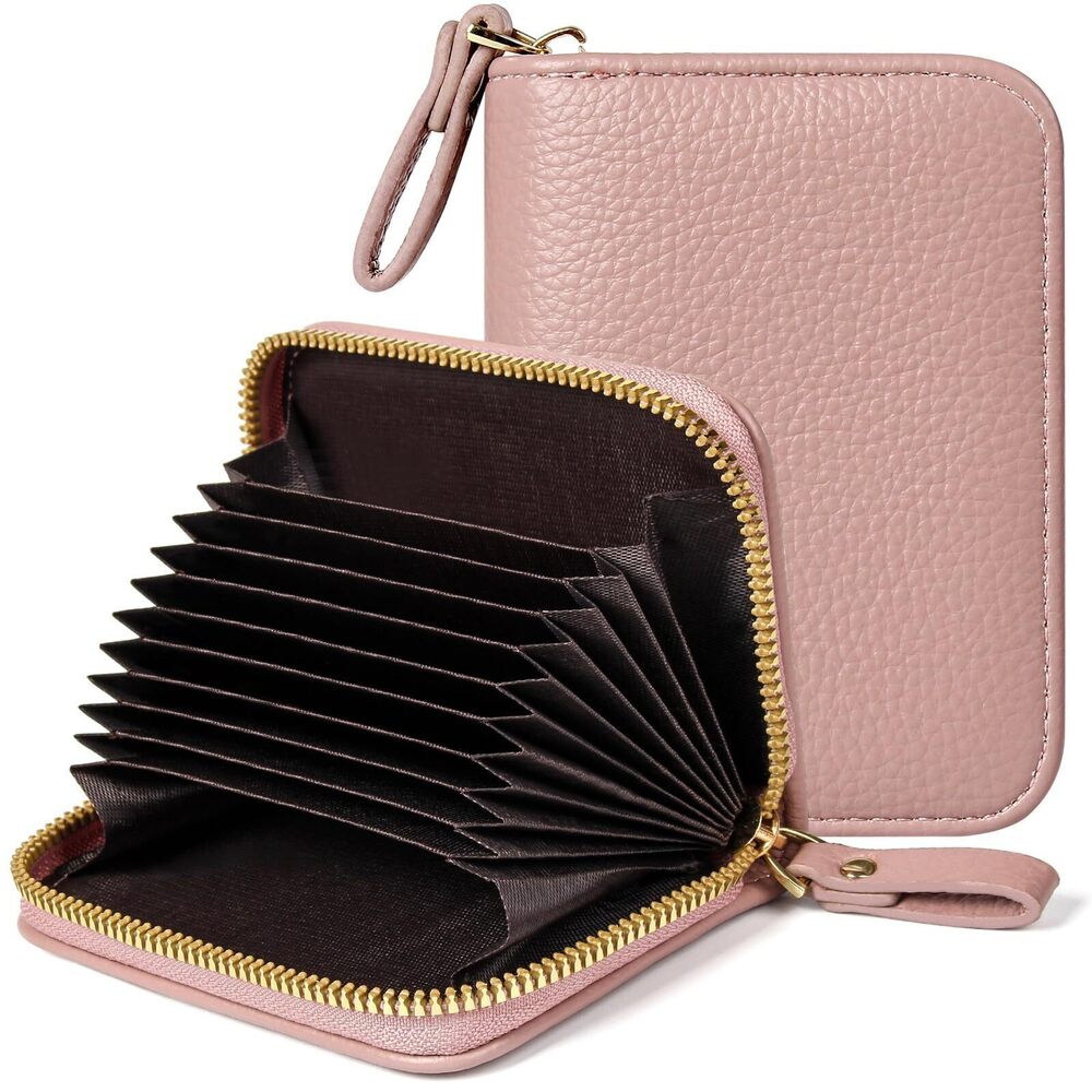 1611 Credit Card Holder RFID Card Case Wallet, Small Accordion Zipper Card